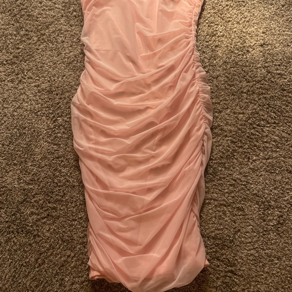 Elegant Pink Ruched Dress
